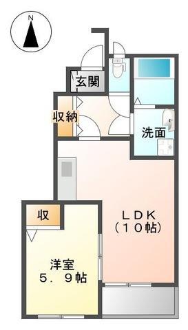 ヴェルジェII(1LDK/1階)の間取り写真