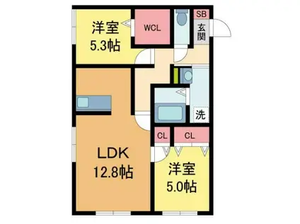 HEBEL MAISON LA PECHEII ヘーベルメゾンラペー(2LDK/1階)の間取り写真