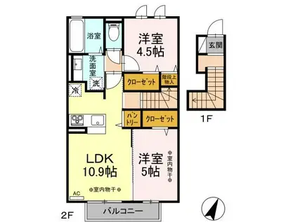 シエルブルー千曲(2LDK/2階)の間取り写真