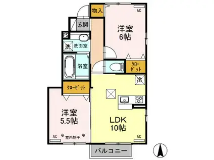 シェソワ(2LDK/1階)の間取り写真