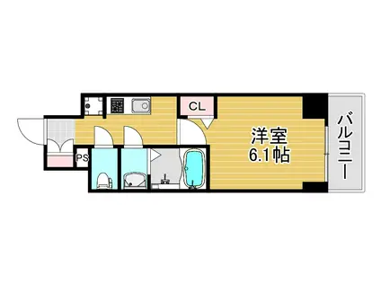 プレサンス塚本アクミリオン(1K/4階)の間取り写真