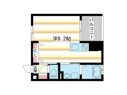 CUBE(1K/2階)の間取り写真