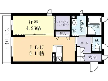 プリンセス学園の森(1LDK/3階)の間取り写真