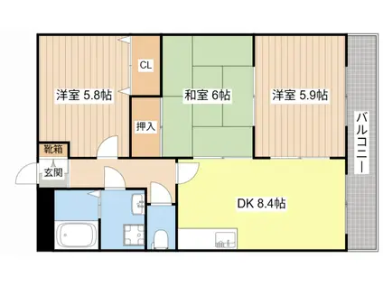 フォレストヴィラ(3DK/2階)の間取り写真