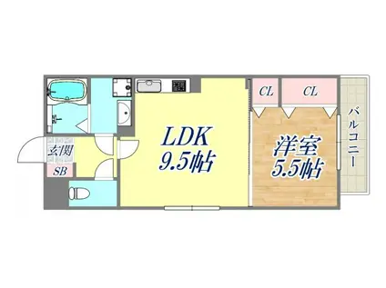 ルノン瓦林(1LDK/3階)の間取り写真