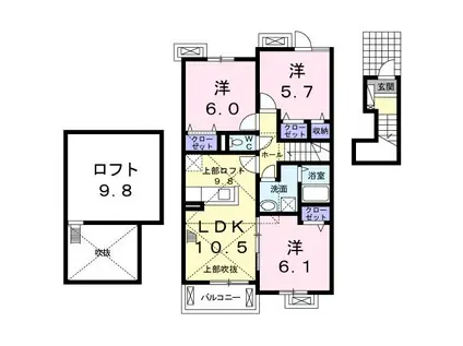 ウエスト・ブライトン(3LDK/2階)の間取り写真