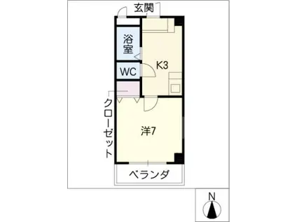 テクト大清水(1K/2階)の間取り写真