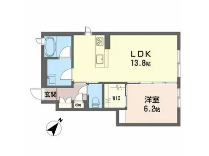 シャーメゾン ゆず(1LDK/1階)の間取り写真