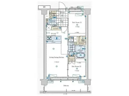 ジェノヴィア赤羽(2LDK/5階)の間取り写真