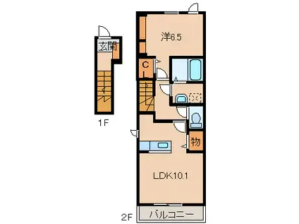 ＪＲ紀勢本線 海南駅 徒歩32分 2階建 築11年(1LDK/2階)の間取り写真