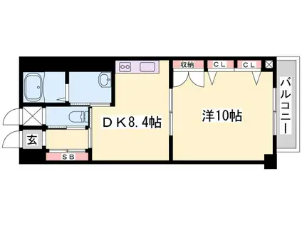 リッチ・キャッスルI(1DK/9階)の間取り写真