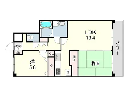 ベルトピア西明石Ⅲ(2LDK/3階)の間取り写真