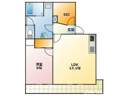 フィオーレコリーナ(1LDK/1階)の間取り写真