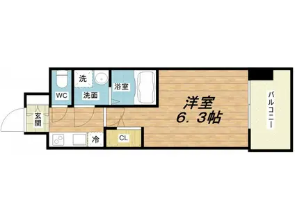 エスリードレジデンス大阪福島シティウエスト(1K/8階)の間取り写真