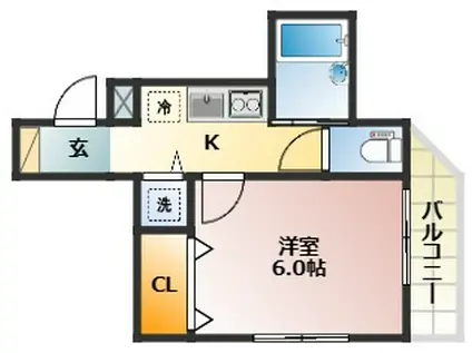 アーベインテラス成増(1K/2階)の間取り写真