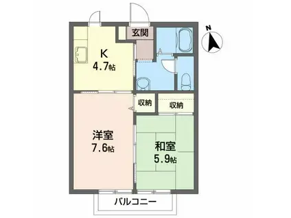 ディアスノザワ(2K/2階)の間取り写真