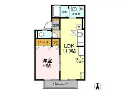 アルカディアIII(1LDK/1階)の間取り写真