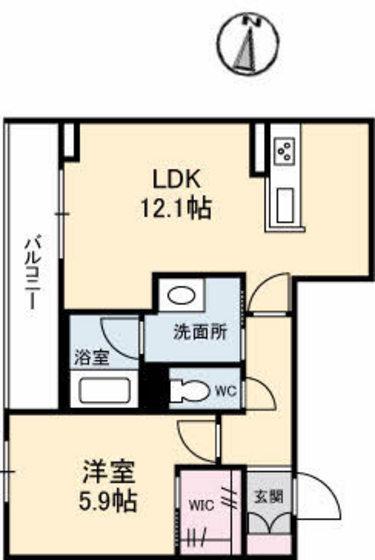 ベレオ北方(1LDK/3階)の間取り写真