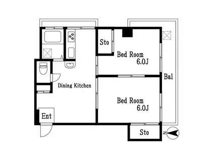大野マンション(2DK/5階)の間取り写真