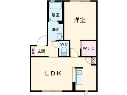 サウザンドタウン  C棟(1LDK/1階)の間取り写真