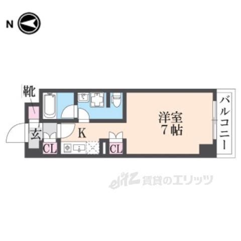 サカトⅠ(ワンルーム/4階)の間取り写真