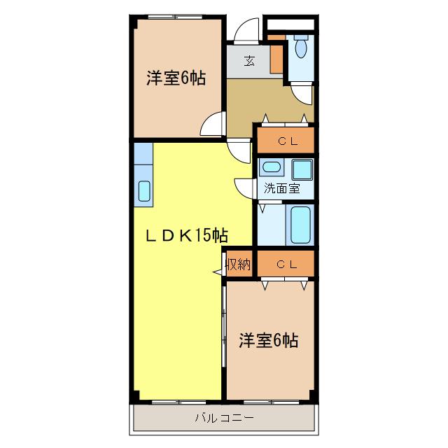 グリーンハイツ芝(2LDK/2階)の間取り写真