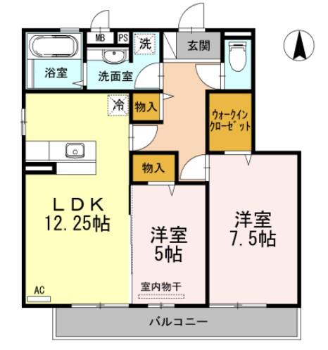 OTTS賀来(2LDK/2階)の間取り写真