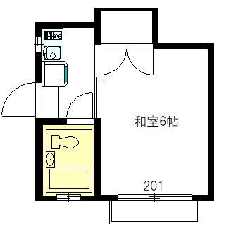 さくらコーポ(1K/2階)の間取り写真