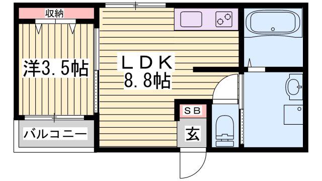 パレシェーヌデクールIII(1LDK/3階)の間取り写真