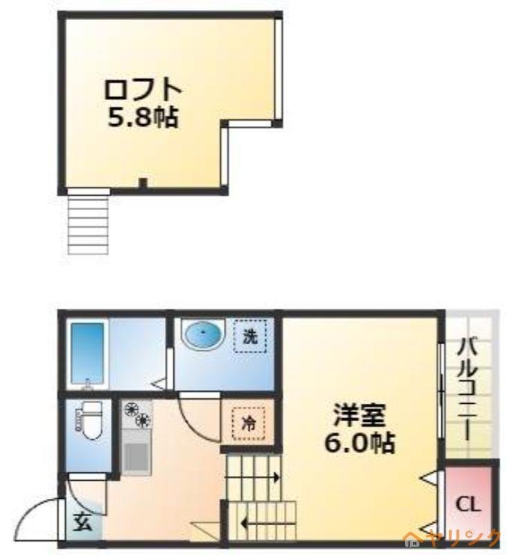 ARBRE志賀本通(1K/1階)の間取り写真
