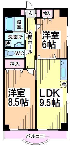 フォレスト武蔵野(2LDK/3階)の間取り写真