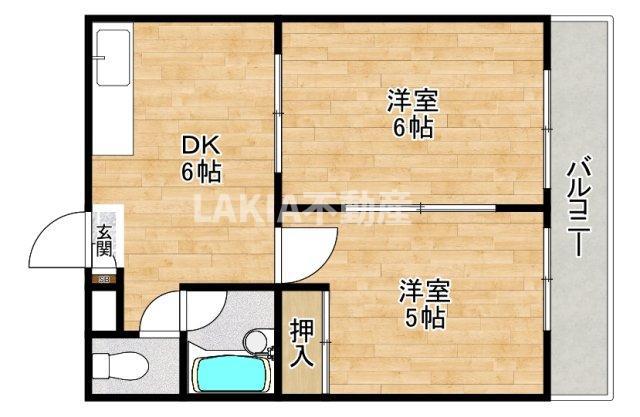 ジョイテル西田辺I(2DK/2階)の間取り写真