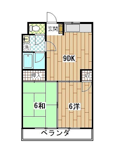 チエコビル(2DK/1階)の間取り写真
