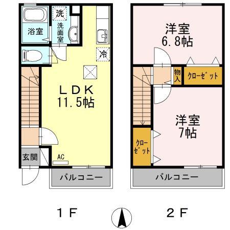 ソレアード・ミナミダII(2LDK/1階)の間取り写真