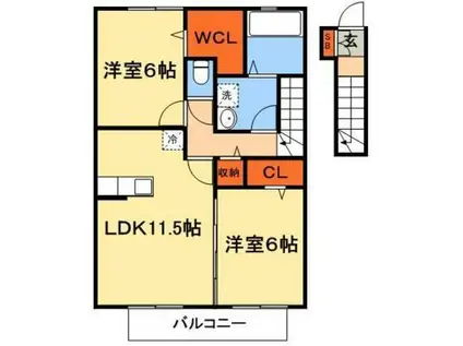 モダンコート クレシア(2LDK/2階)の間取り写真