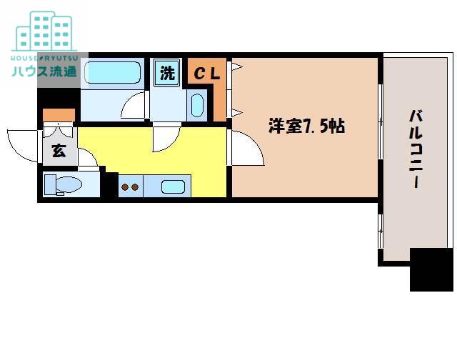 ABITI浜町(1K/4階)の間取り写真