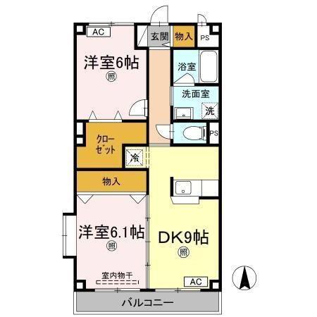 ロイヤル西御座(2DK/2階)の間取り写真