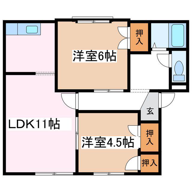 タウニィ樹里A(2LDK/1階)の間取り写真