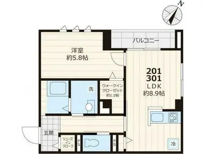 RAPPORT H&S(1LDK/3階)の間取り写真