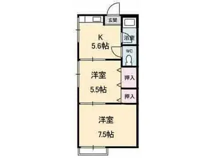 こやまハイツ(2K/1階)の間取り写真