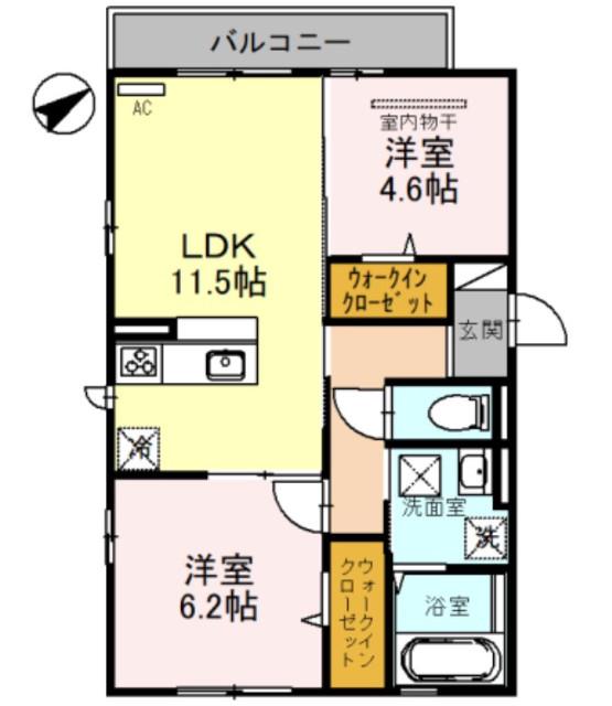 AVENIR(2LDK/2階)の間取り写真