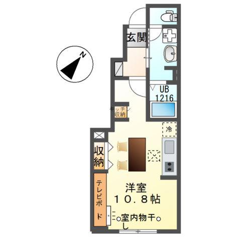 ワイズスクエア01(ワンルーム/1階)の間取り写真