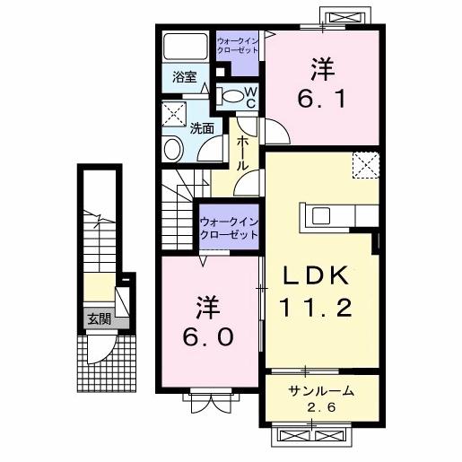 グランレジデンスB(2LDK/2階)の間取り写真