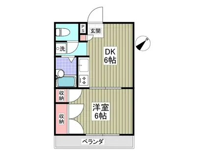 イーストガーデン(1DK/1階)の間取り写真