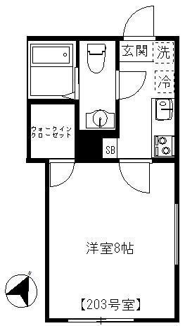 エトワール方南町(1K/2階)の間取り写真