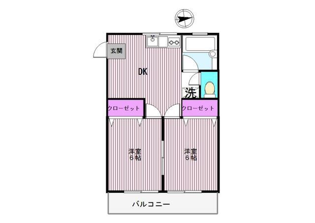 ハイツ宮本(2DK/5階)の間取り写真