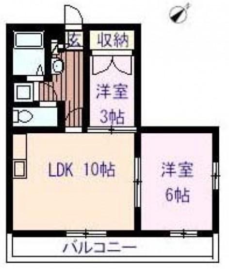 サンビレッジ操明A(2LDK/3階)の間取り写真