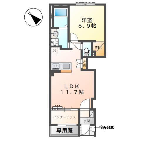 MAISON CHOU CHOU(1LDK/1階)の間取り写真