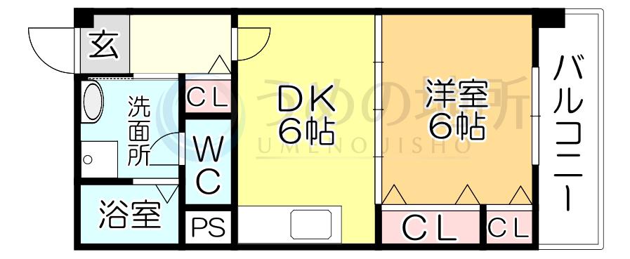 栗木第8ビル(1DK/2階)の間取り写真