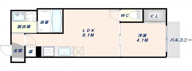 F ASECIA 新今里(1LDK/3階)の間取り写真